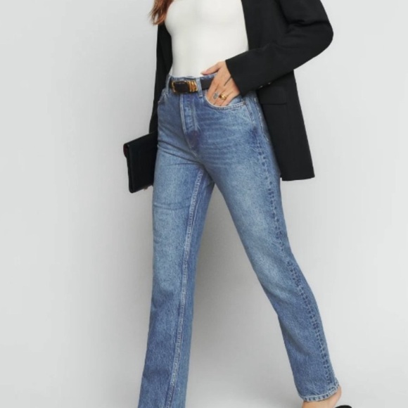 Reformation Cynthia High Rise Straight Jeans Colorado Wash Size 28 - Picture 4 of 8
